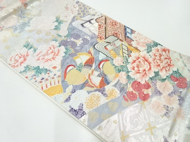 花鳥模様織出し袋帯